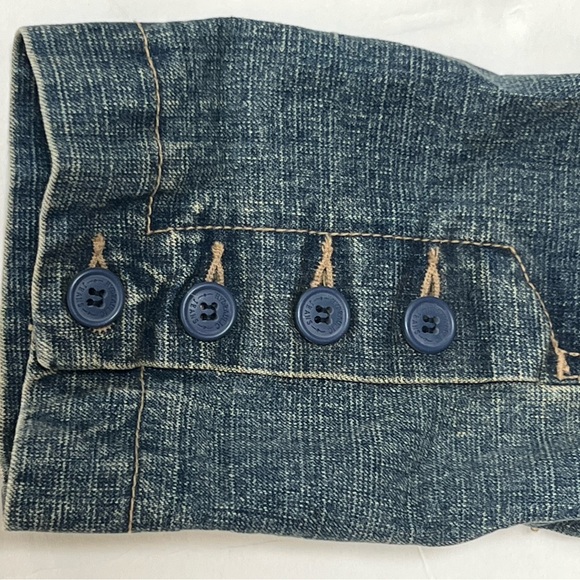 Hydrolic Grunge Single Button Blue Denim Women's Blazer Jacket Womens size L - Picture 7 of 7